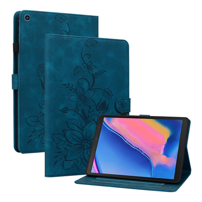 For Samsung Galaxy Tab A 8.0 2019 Lily Embossed Leather Tablet Case(Dark Blue) by bashfashion