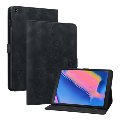 For Samsung Galaxy Tab A 8.0 2019 Lily Embossed Leather Tablet Case(Black) by bashfashion