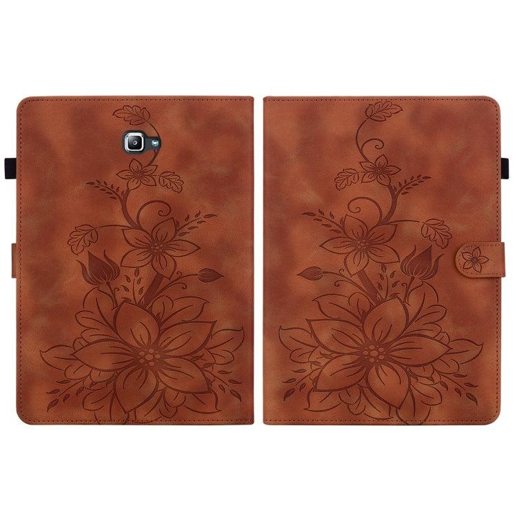 For Samsung Galaxy Tab A 10.1 2016 Lily Embossed Leather Tablet Case(Brown) by bashfashion