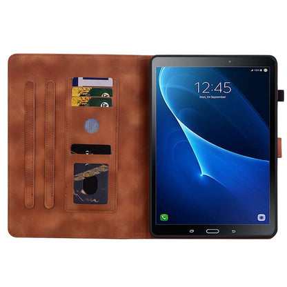 For Samsung Galaxy Tab A 10.1 2016 Lily Embossed Leather Tablet Case(Brown) by bashfashion