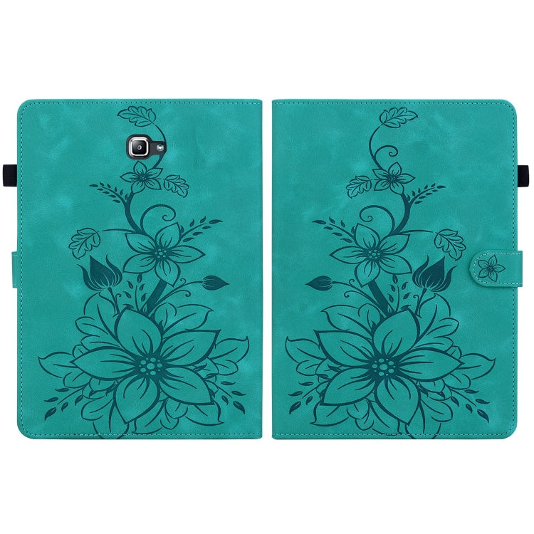 For Samsung Galaxy Tab A 10.1 2016 Lily Embossed Leather Tablet Case(Green) by bashfashion