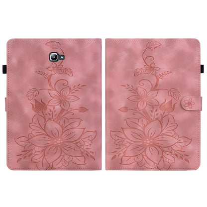 For Samsung Galaxy Tab A 10.1 2016 Lily Embossed Leather Tablet Case(Pink) by bashfashion