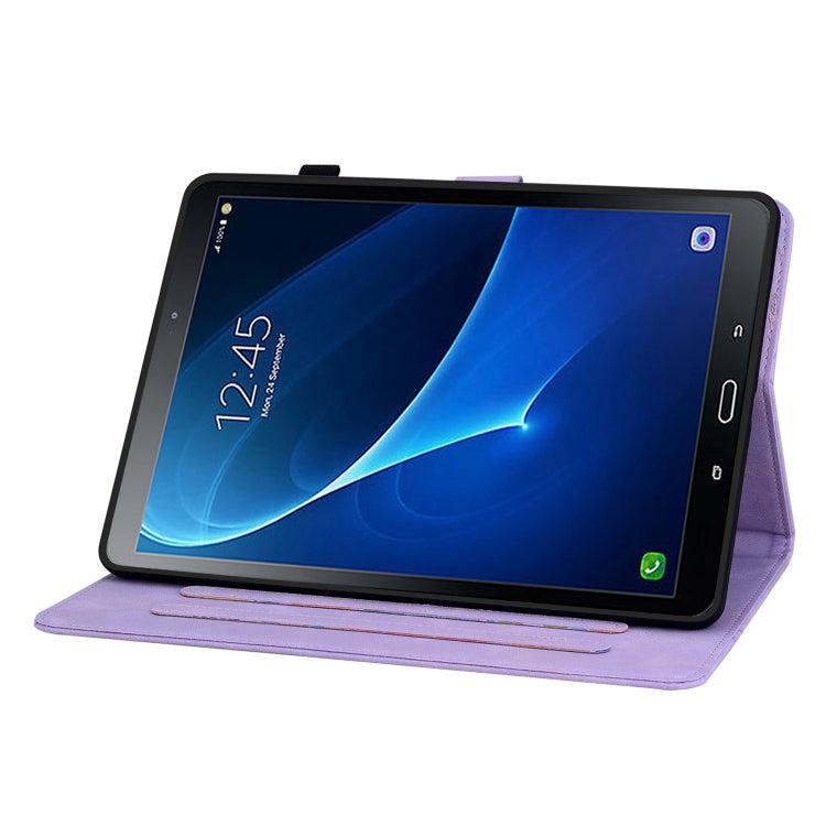 For Samsung Galaxy Tab A 10.1 2016 Lily Embossed Leather Tablet Case(Purple) by bashfashion