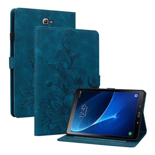 For Samsung Galaxy Tab A 10.1 2016 Lily Embossed Leather Tablet Case(Dark Blue) by bashfashion