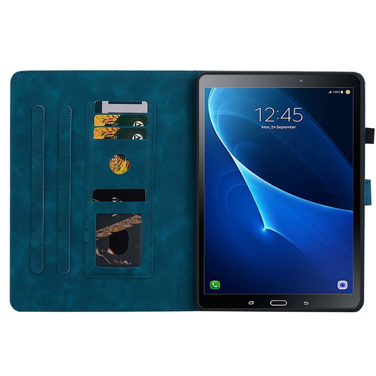 For Samsung Galaxy Tab A 10.1 2016 Lily Embossed Leather Tablet Case(Dark Blue) by bashfashion