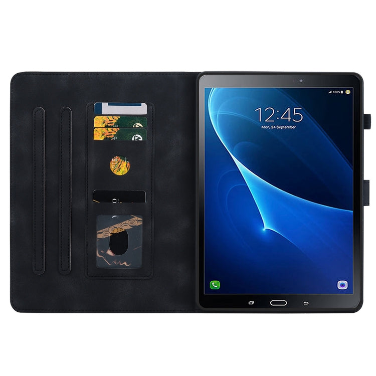 For Samsung Galaxy Tab A 10.1 2016 Lily Embossed Leather Tablet Case(Black) by bashfashion