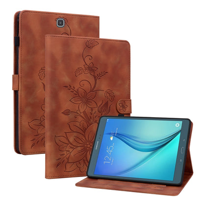For Samsung Galaxy Tab A 9.7 T550 T555 Lily Embossed Leather Tablet Case(Brown) by bashfashion