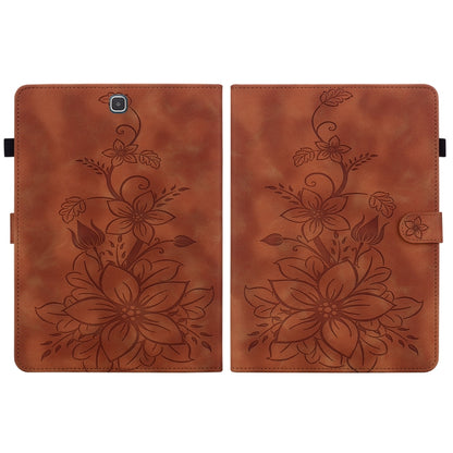 For Samsung Galaxy Tab A 9.7 T550 T555 Lily Embossed Leather Tablet Case(Brown) by bashfashion