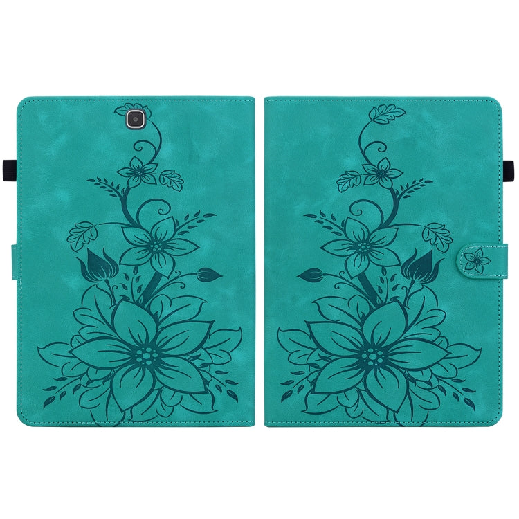 For Samsung Galaxy Tab A 9.7 T550 T555 Lily Embossed Leather Tablet Case(Green) by bashfashion