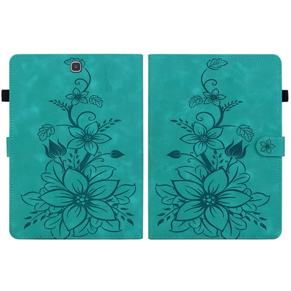 For Samsung Galaxy Tab A 9.7 T550 T555 Lily Embossed Leather Tablet Case(Green) by bashfashion