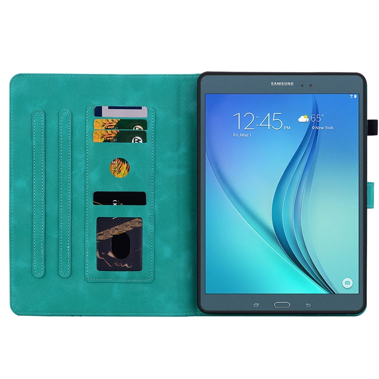 For Samsung Galaxy Tab A 9.7 T550 T555 Lily Embossed Leather Tablet Case(Green) by bashfashion