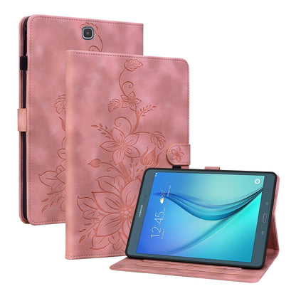 For Samsung Galaxy Tab A 9.7 T550 T555 Lily Embossed Leather Tablet Case(Pink) by bashfashion