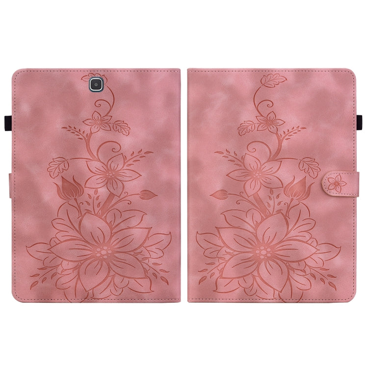 For Samsung Galaxy Tab A 9.7 T550 T555 Lily Embossed Leather Tablet Case(Pink) by bashfashion