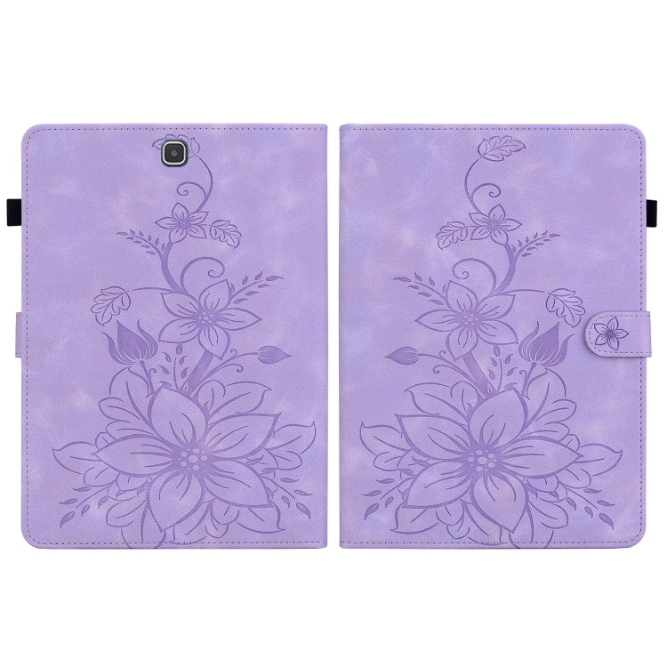 For Samsung Galaxy Tab A 9.7 T550 T555 Lily Embossed Leather Tablet Case(Purple) by bashfashion
