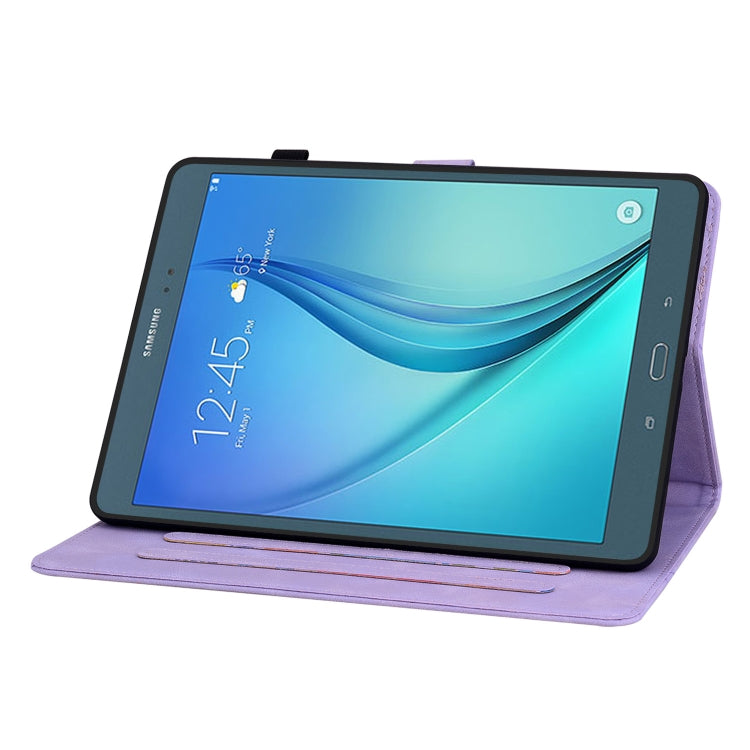 For Samsung Galaxy Tab A 9.7 T550 T555 Lily Embossed Leather Tablet Case(Purple) by bashfashion