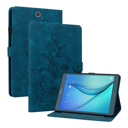 For Samsung Galaxy Tab A 9.7 T550 T555 Lily Embossed Leather Tablet Case(Dark Blue) by bashfashion