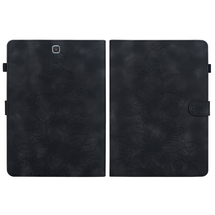 For Samsung Galaxy Tab A 9.7 T550 T555 Lily Embossed Leather Tablet Case(Black) by bashfashion