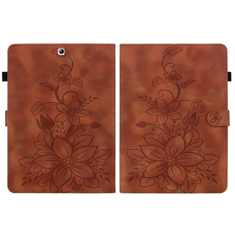 For Samsung Galaxy Tab S2 9.7 T810 T815 Lily Embossed Leather Tablet Case(Brown) by bashfashion
