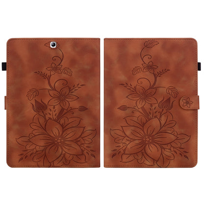 For Samsung Galaxy Tab S2 9.7 T810 T815 Lily Embossed Leather Tablet Case(Brown) by bashfashion