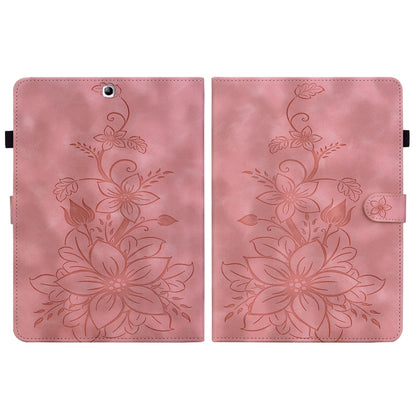For Samsung Galaxy Tab S2 9.7 T810 T815 Lily Embossed Leather Tablet Case(Pink) by bashfashion