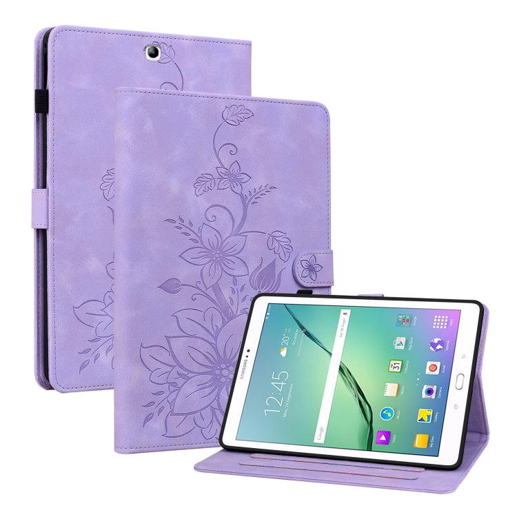 For Samsung Galaxy Tab S2 9.7 T810 T815 Lily Embossed Leather Tablet Case(Purple) by bashfashion