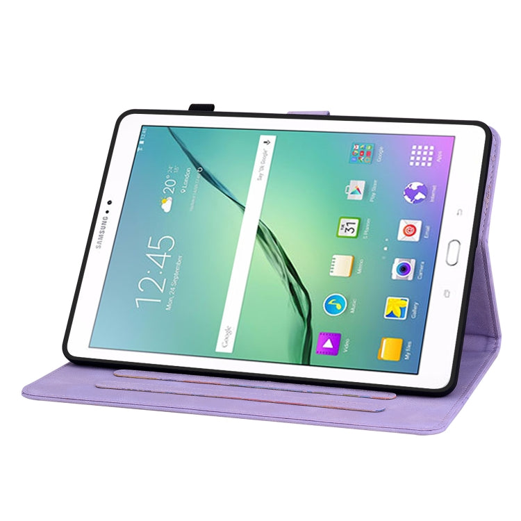 For Samsung Galaxy Tab S2 9.7 T810 T815 Lily Embossed Leather Tablet Case(Purple) by bashfashion