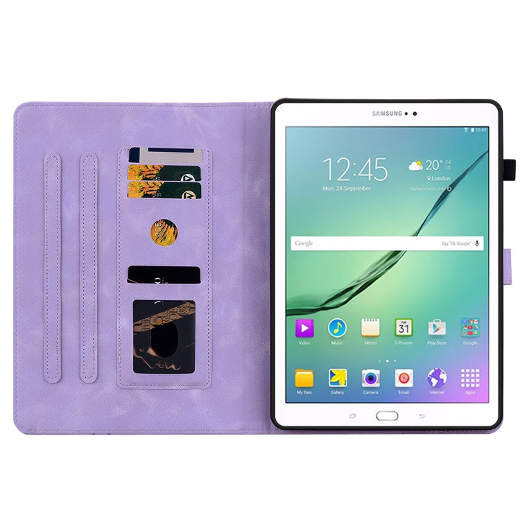 For Samsung Galaxy Tab S2 9.7 T810 T815 Lily Embossed Leather Tablet Case(Purple) by bashfashion