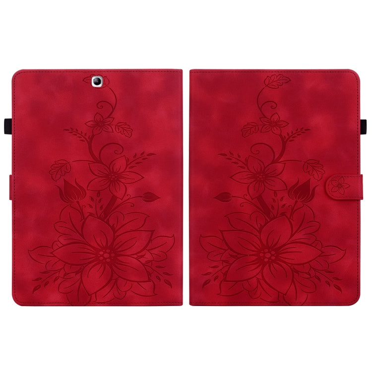 For Samsung Galaxy Tab S2 9.7 T810 T815 Lily Embossed Leather Tablet Case(Red) by bashfashion