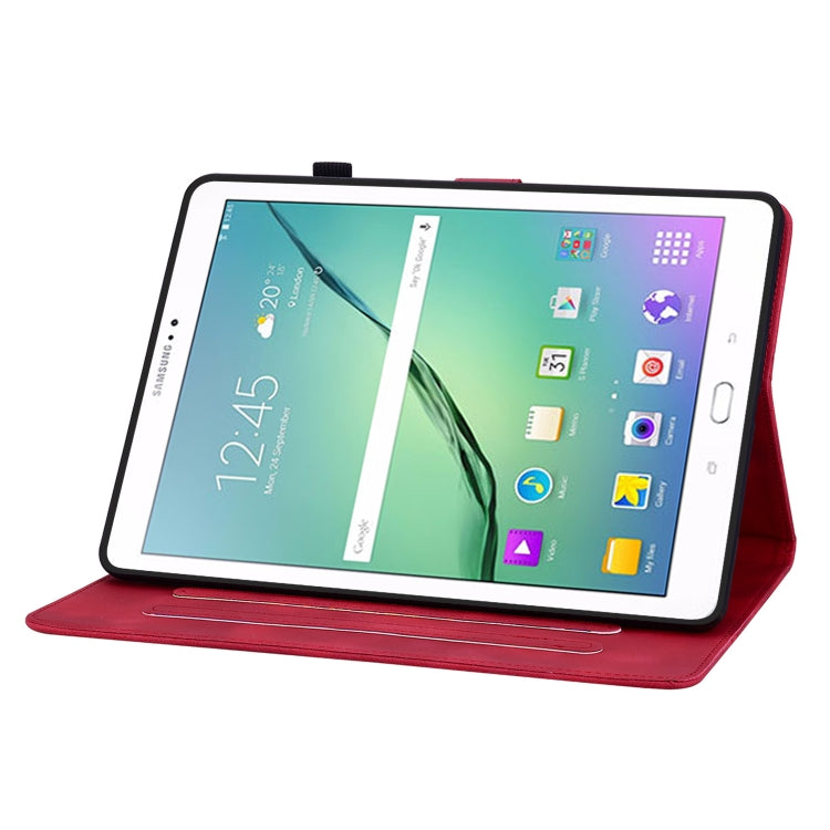 For Samsung Galaxy Tab S2 9.7 T810 T815 Lily Embossed Leather Tablet Case(Red) by bashfashion