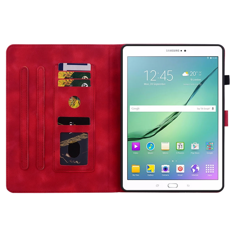 For Samsung Galaxy Tab S2 9.7 T810 T815 Lily Embossed Leather Tablet Case(Red) by bashfashion
