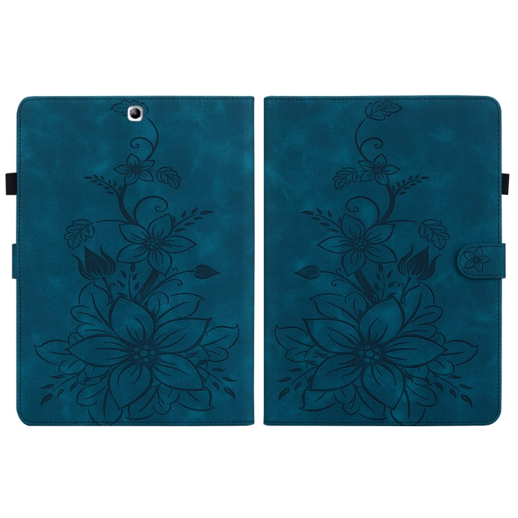 For Samsung Galaxy Tab S2 9.7 T810 T815 Lily Embossed Leather Tablet Case(Dark Blue) by bashfashion