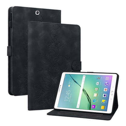 For Samsung Galaxy Tab S2 9.7 T810 T815 Lily Embossed Leather Tablet Case(Black) by bashfashion