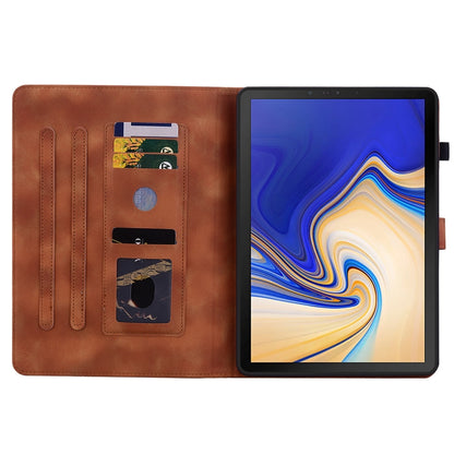 For Samsung Galaxy Tab S4 10.5 SM-T830/T835 Lily Embossed Leather Tablet Case(Brown) by bashfashion