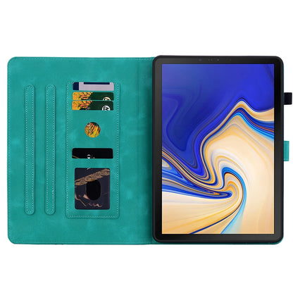 For Samsung Galaxy Tab S4 10.5 SM-T830/T835 Lily Embossed Leather Tablet Case(Green) by bashfashion