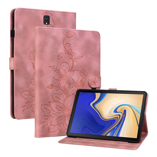 For Samsung Galaxy Tab S4 10.5 SM-T830/T835 Lily Embossed Leather Tablet Case(Pink) by bashfashion