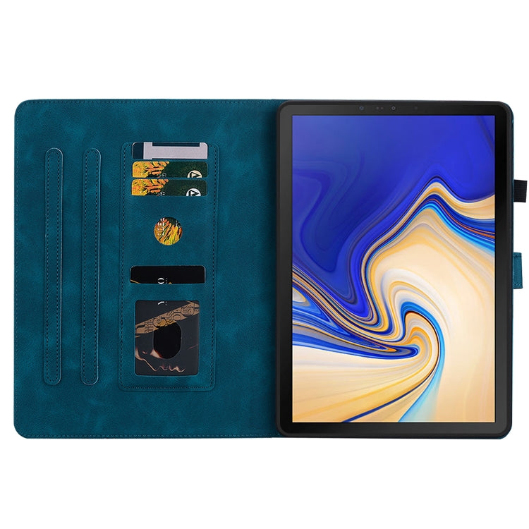 For Samsung Galaxy Tab S4 10.5 SM-T830/T835 Lily Embossed Leather Tablet Case(Dark Blue) by bashfashion