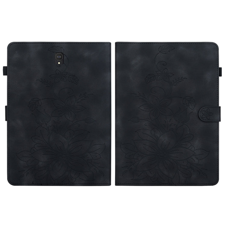 For Samsung Galaxy Tab S4 10.5 SM-T830/T835 Lily Embossed Leather Tablet Case(Black) by bashfashion