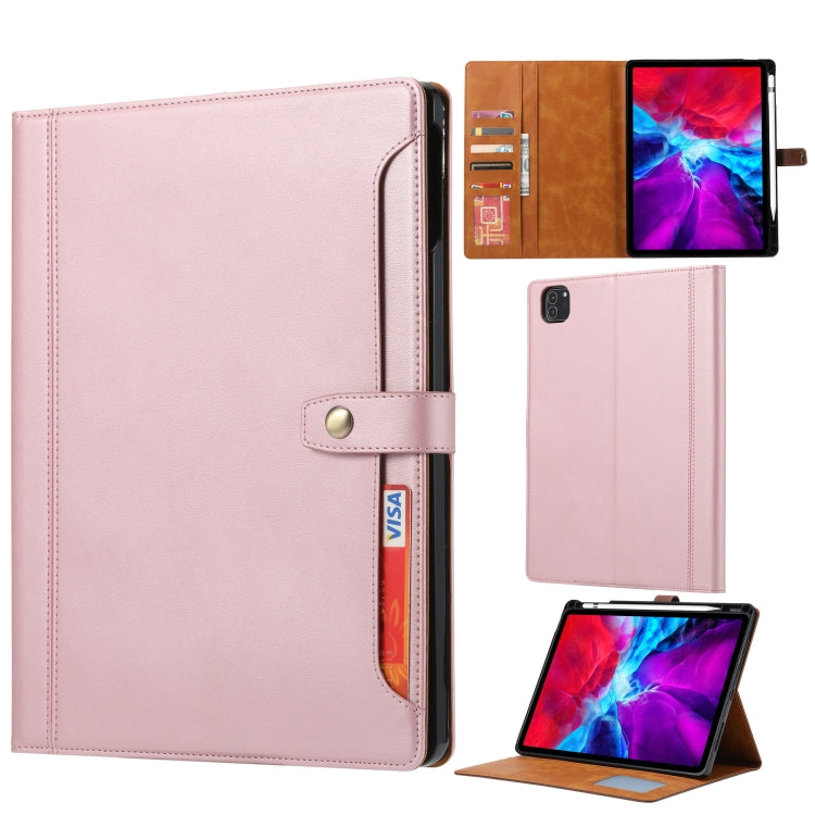 For iPad Pro 13 2025 / 2024 Calf Texture Double Fold Clasp Horizontal Flip Leather Smart Tablet Case(Rose Gold) by bashfashion