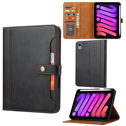 For iPad mini 2024 Calf Texture Double Fold Clasp Horizontal Flip Leather Smart Tablet Case(Black) by bashfashion