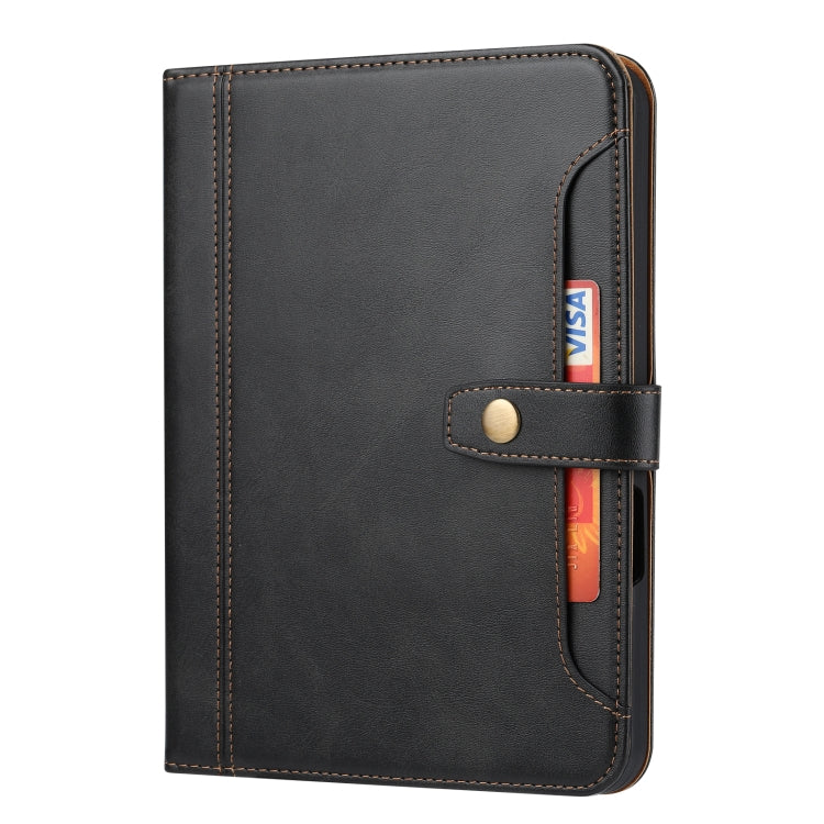 For iPad mini 2024 Calf Texture Double Fold Clasp Horizontal Flip Leather Smart Tablet Case(Black) by bashfashion