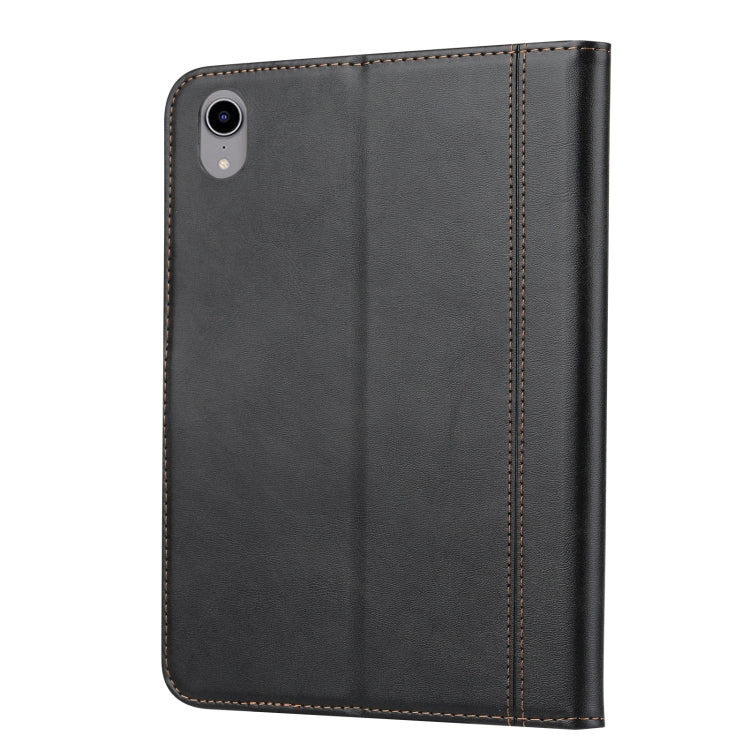 For iPad mini 2024 Calf Texture Double Fold Clasp Horizontal Flip Leather Smart Tablet Case(Black) by bashfashion