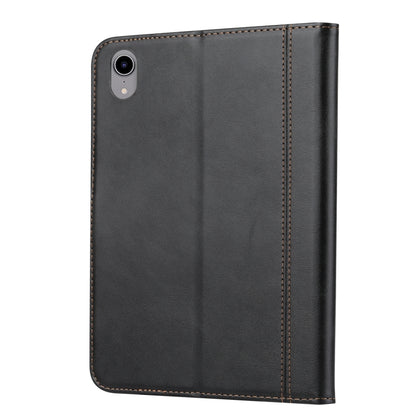 For iPad mini 2024 Calf Texture Double Fold Clasp Horizontal Flip Leather Smart Tablet Case(Black) by bashfashion
