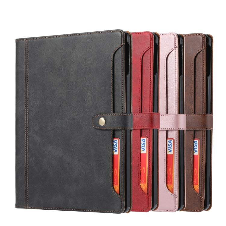 For iPad mini 2024 Calf Texture Double Fold Clasp Horizontal Flip Leather Smart Tablet Case(Black) by bashfashion
