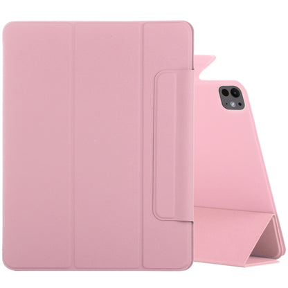 For iPad Pro 11 2025 / 2024 Double-sided Clip Fixed Buckle Magnetic PU Leather Smart Tablet Case(Light Pink) by bashfashion