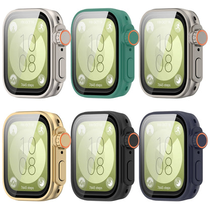 For Huawei Watch Fit3 PC + Tempered Glass Film Full Coverage Watch Protective Case(Titanium Color) by bashfashion