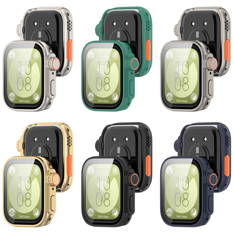 For Huawei Watch Fit3 PC + Tempered Glass Film Full Coverage Watch Protective Case(Black) by bashfashion