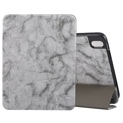 For iPad Air 11 2024 / 2025 Three-fold Marble Texture Protective Tablet Case with Pen Slot(Black Gray) by bashfashion