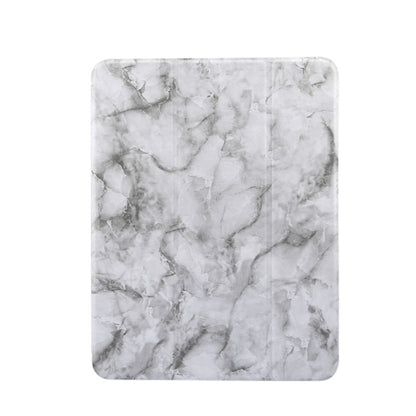 For iPad Air 11 2024 / 2025 Three-fold Marble Texture Protective Tablet Case with Pen Slot(Black Gray) by bashfashion