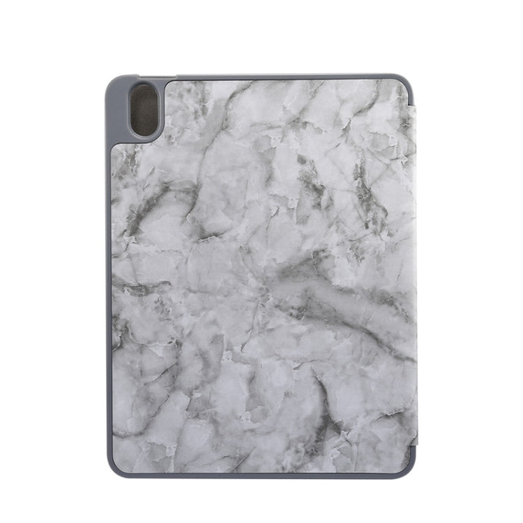 For iPad Air 11 2024 / 2025 Three-fold Marble Texture Protective Tablet Case with Pen Slot(Black Gray) by bashfashion