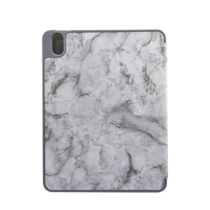For iPad Air 11 2024 / 2025 Three-fold Marble Texture Protective Tablet Case with Pen Slot(Black Gray) by bashfashion